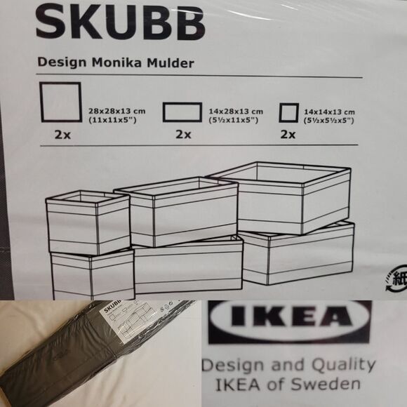 NEW IKEA 6 STORAGE CUBES SKUBB MONIKA MULDER COLLAPSIBLE TRAVEL ORGANIZER CUBES - Picture 1 of 6